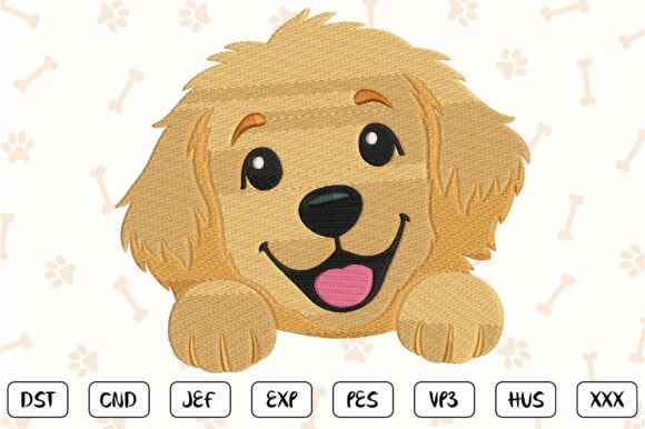 Download Golden Retriever Embroidery Design - Gold Collection
